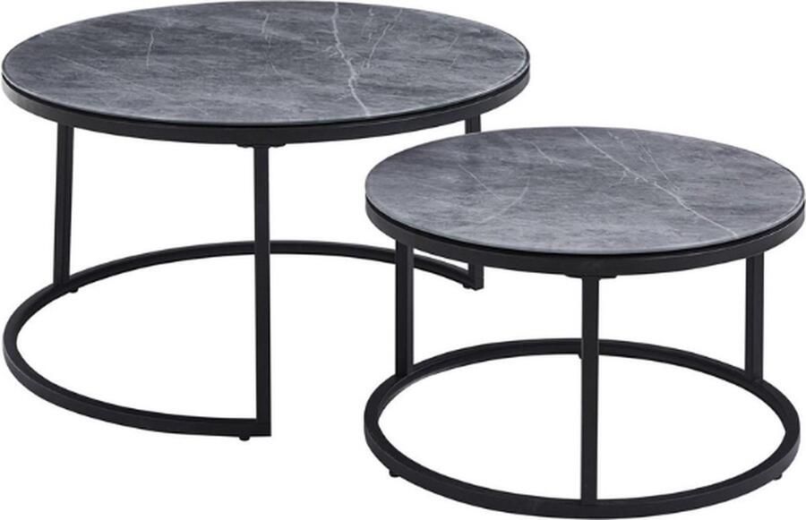 Rousseau SALONTAFEL 'AVANOS' DECOR GLAS MARMER GRIJS - Foto 2