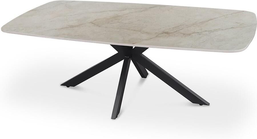 Rousseau EMOB Salontafel Helios 130x70x45cm Deens ovaal beige marmer Ovale salontafels Beige Steen; Metaal Ovale salontafels Op voorraad - Foto 2