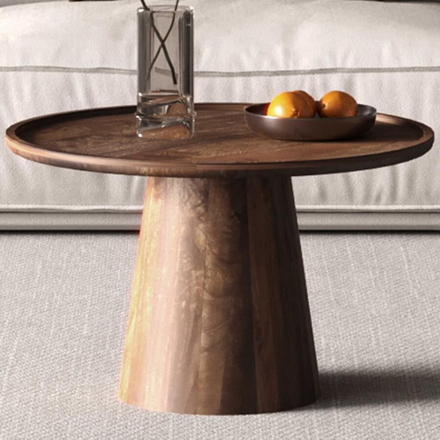 Rousseau Salontafel 'Jules' 65x40 cm Rond Mango Hout Lichtbruin