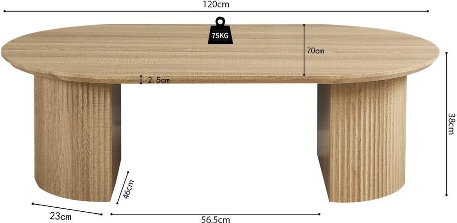 Rousseau Salontafel 'Lagos' 120 cm Decor Eik Naturel