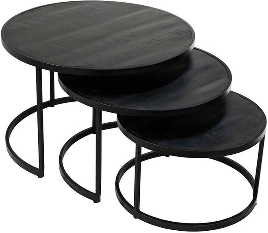 Rousseau Set van 3 salontafels Amana-zwart magnoliahout