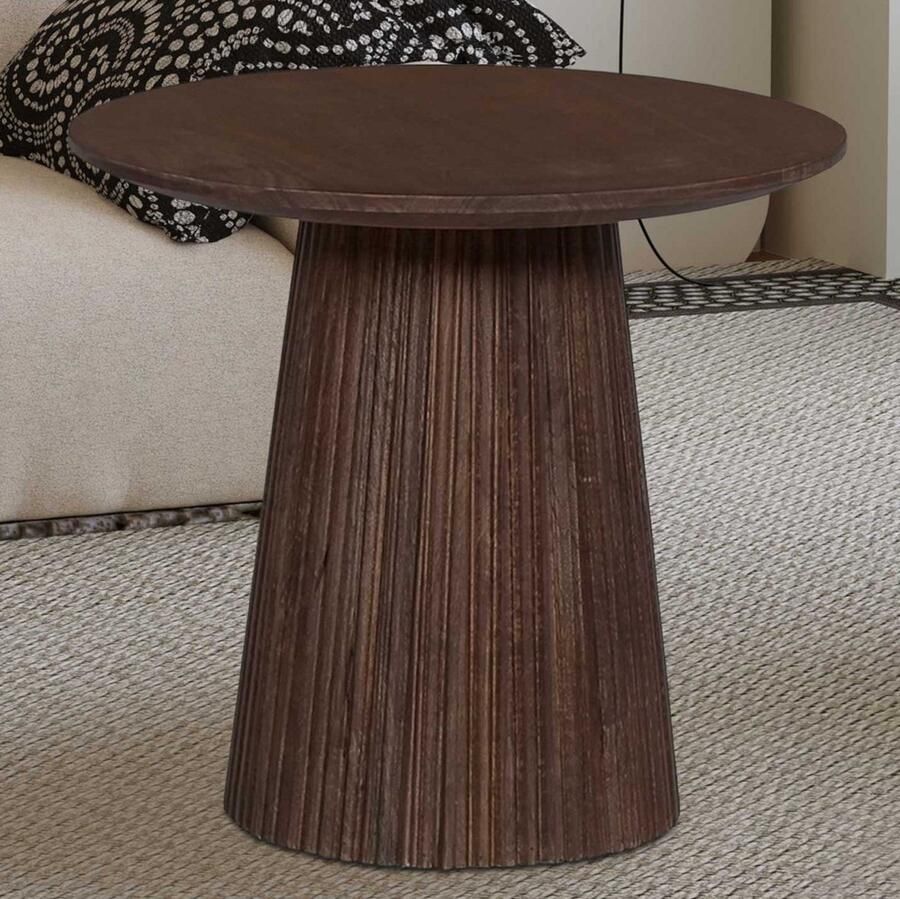 Rousseau Salontafel Bijzettafel 'Miguel' 50 cm Rond Mango Hout Lichtbruin