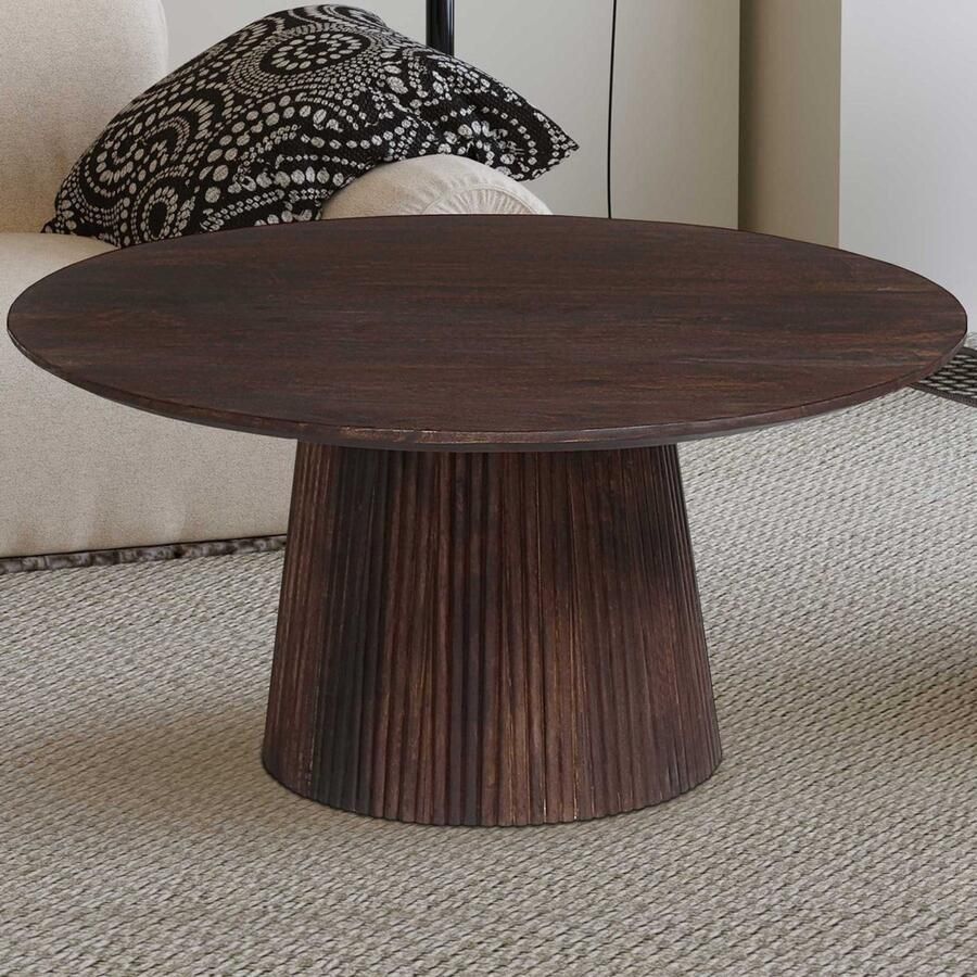 Rousseau Salontafel 'Miguel' 80 cm Rond Mango Hout Donkerbruin