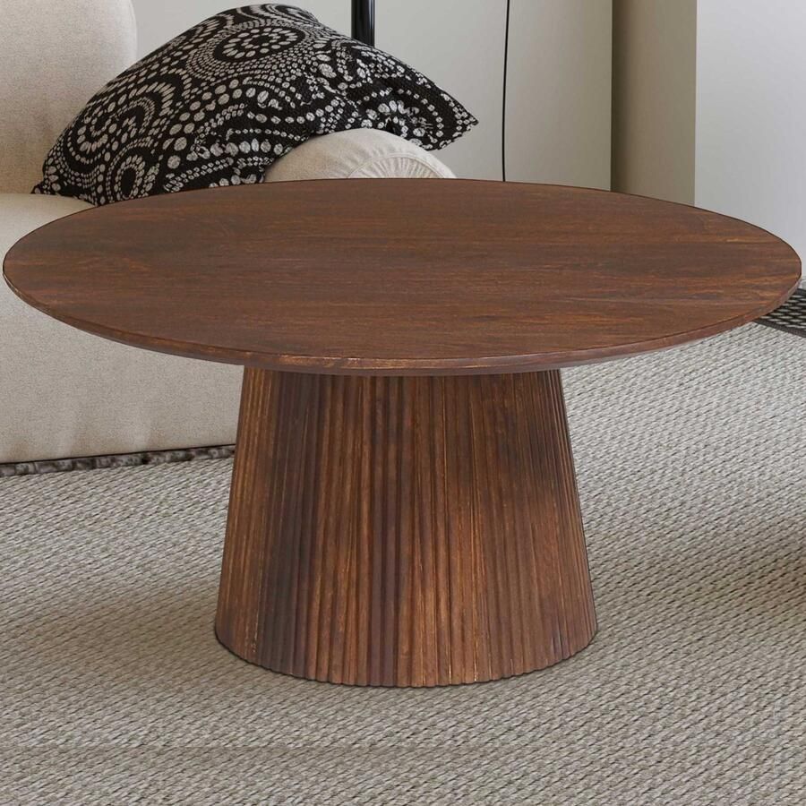 Rousseau Salontafel 'Miguel' 80 cm Rond Mango Hout Lichtbruin