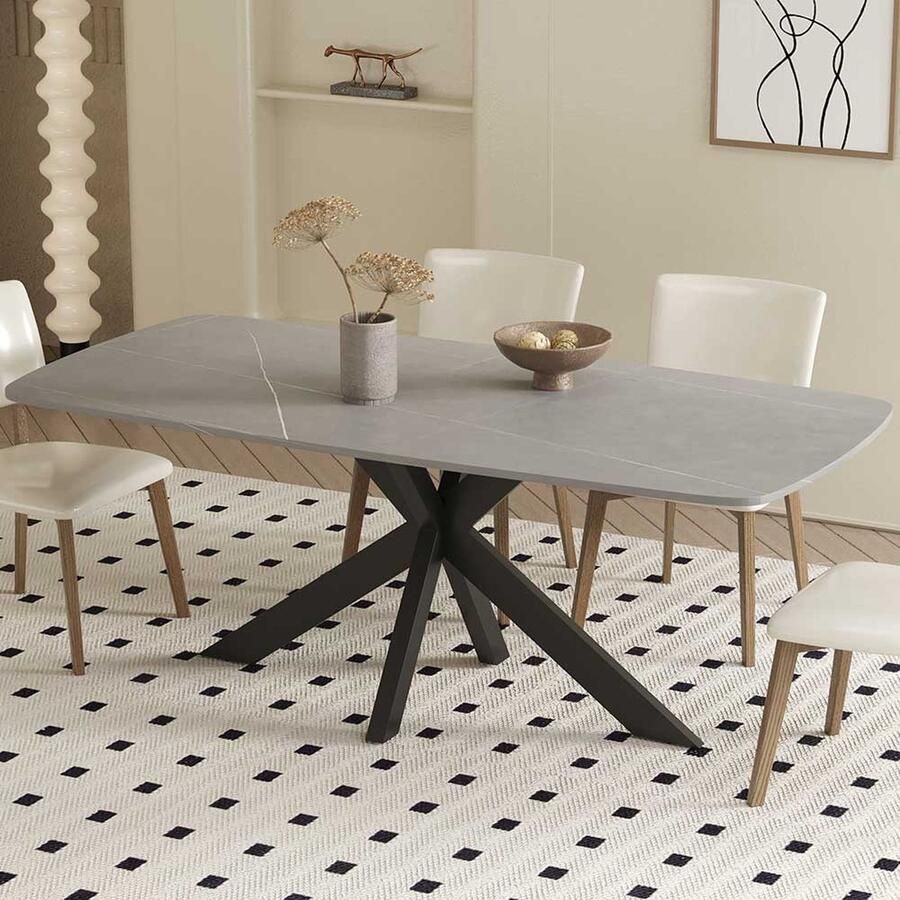 Rousseau Eettafel Apollo 180x90x76cm deens ovaal steengrijs