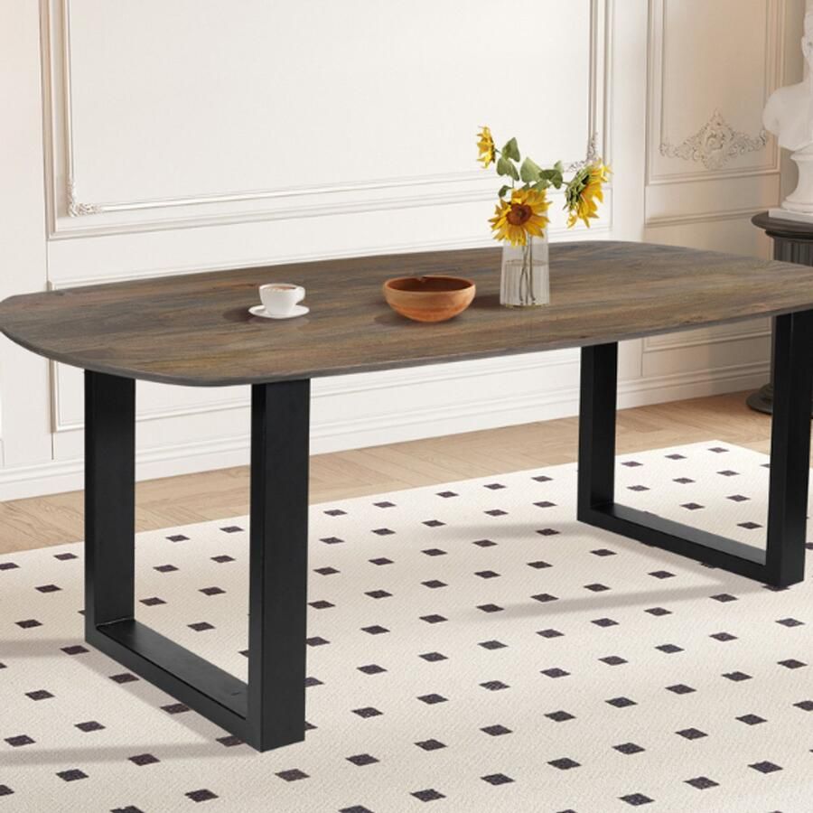 Rousseau Eettafel Tommy 220x100 cm Deens Ovaal mango hout- tobacco gekleurd