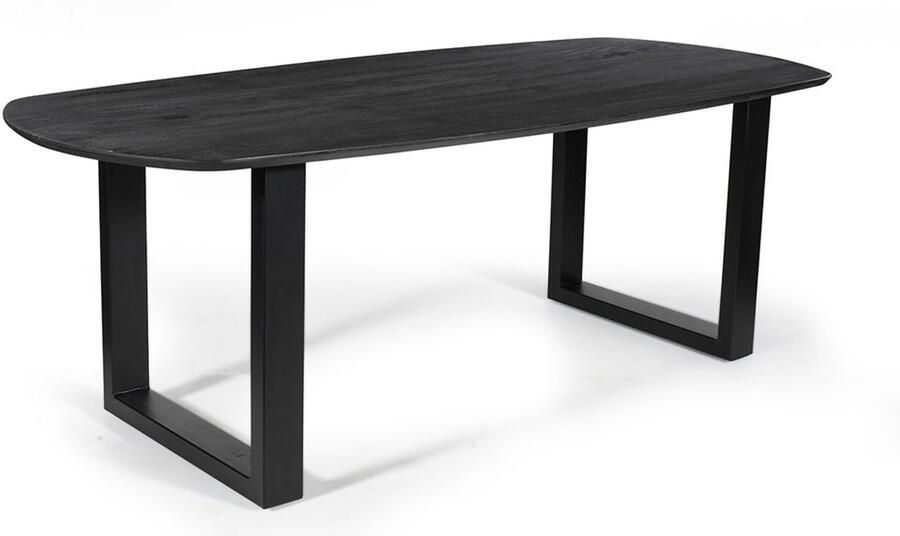 Rousseau Tafel 'Tommy' 220x100 cm Deens Ovaal U-Poot Mango Hout Zwart - Foto 2