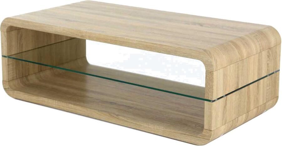 Rousseau Tv-meubel Derby 140 cm met glazen legplank lichte sonoma