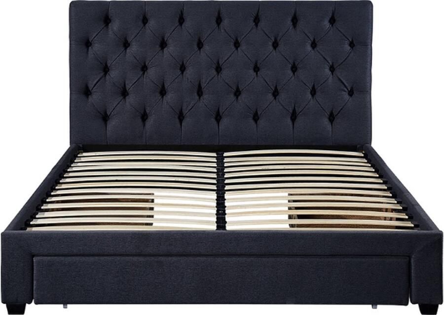 Rousseau EMOB Tweepersoonsbed Siena 160x200 met lattenbodem en opbergruimte antraciet Gestoffeerde tweepersoonsbedden Antraciet Stof; MDF; Spaanplaat Gestoffeerde tweepersoonsbedden Tweepersoons Normaal bed Op voorraad - Foto 2