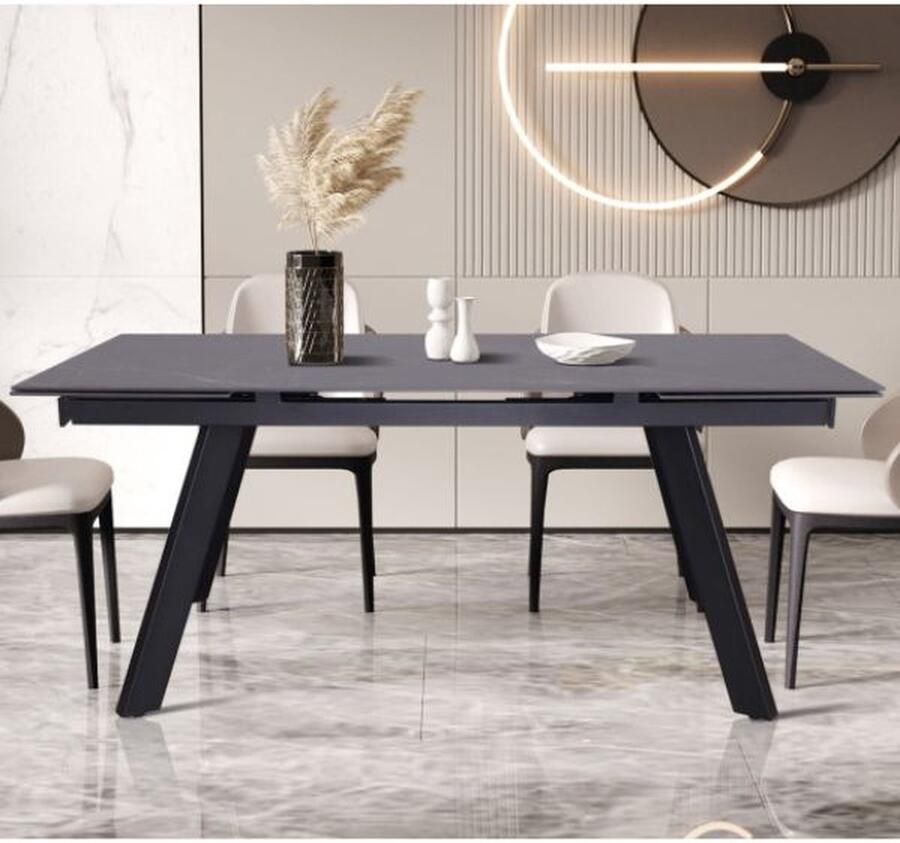 Rousseau Uitschuifbare eettafel Hertha 160 240 x 90 x 76 cm Zwart Steen