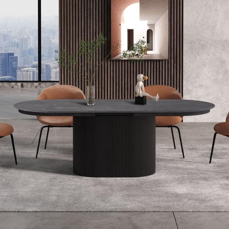 Rousseau Uitschuifbare tafel 'Lagos' 180-220 cm Ovaal Decor Donkerbruin