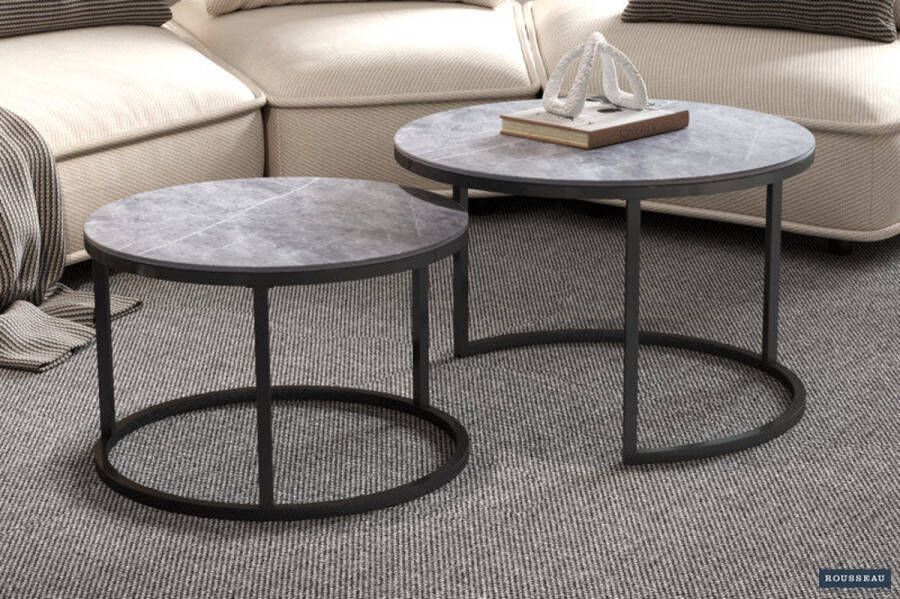 Rousseau SALONTAFEL 'AVANOS' DECOR GLAS MARMER GRIJS - Foto 3