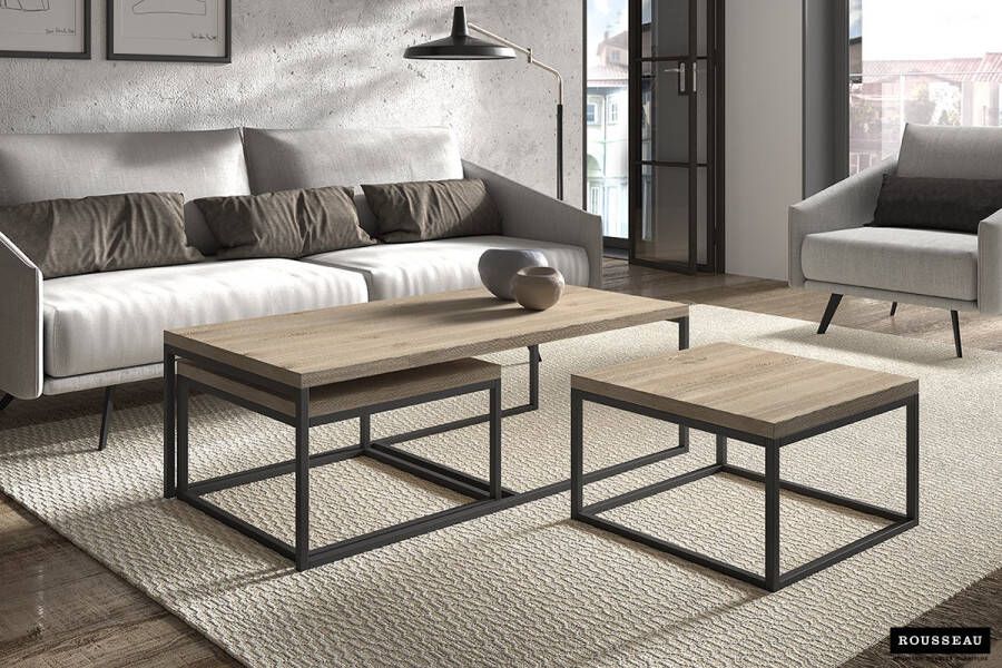 Rousseau Salontafel 'Boston' Decor Glas Marmer Wit