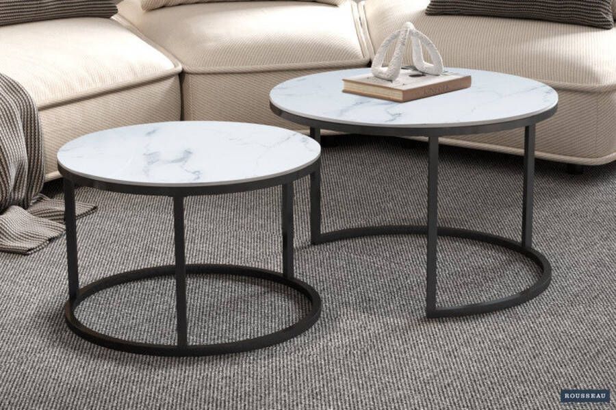 Rousseau Salontafel 'Boston' Decor Glas Marmer Wit - Foto 3
