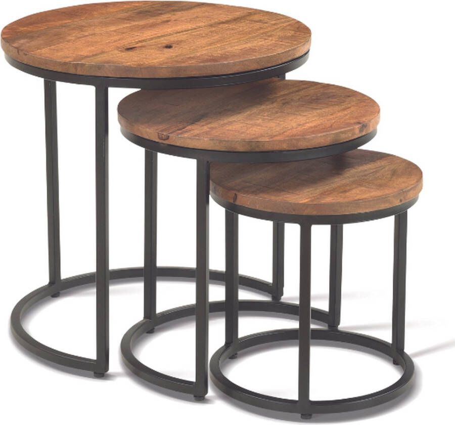 Rousseau Bijzettafel Salontafel 'Plano' 3-delig Mango Hout - Foto 2