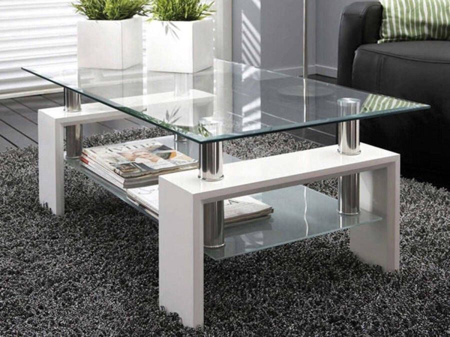 Rousseau Salontafel Alana spaanplaat|glas wit