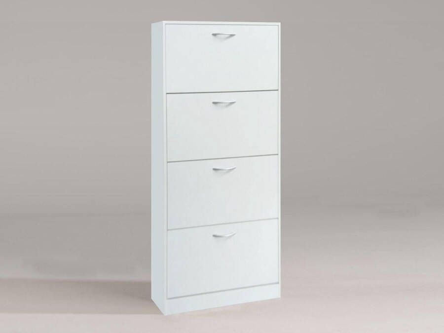 Rousseau EMOB Schoenenkast Carini 4 laden wit Schoenenkasten outlet Wit Spaanplaat Schoenenkasten outlet Op voorraad
