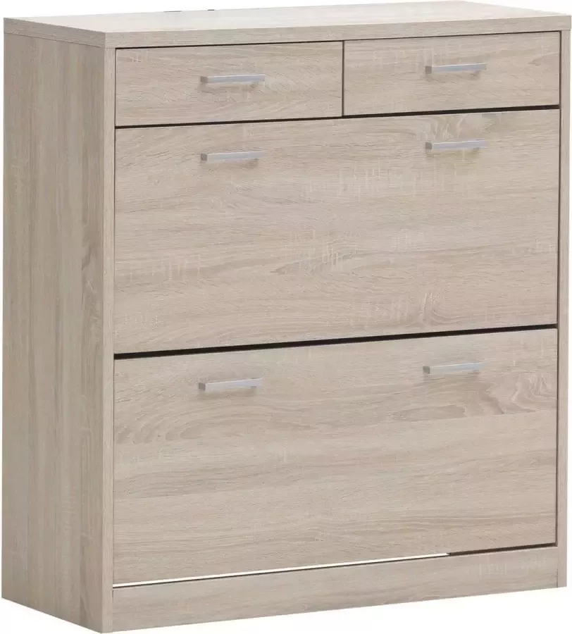 Rousseau Schoenenkast Spacio 2 grote & 2 kleine laden sonoma eik