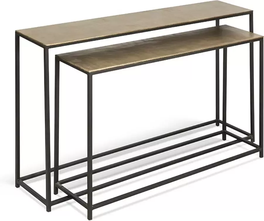 Rousseau Set van 2 sidetables Tuline goud zwart metaal