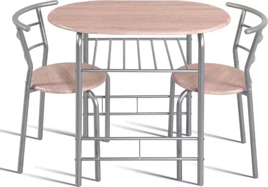 Rousseau EMOB Tafel met 2 stoelen Ada-sonoma eik grijs metaal Eettafels met stoelen Grijs Metaal; Spaanplaat Eettafels met stoelen Op voorraad - Foto 2