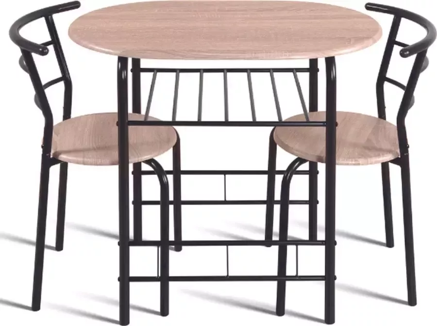 Rousseau EMOB Tafel met 2 stoelen Ada-sonoma eik zwart metaal Eettafels met stoelen Zwart Metaal; Spaanplaat Eettafels met stoelen Op voorraad