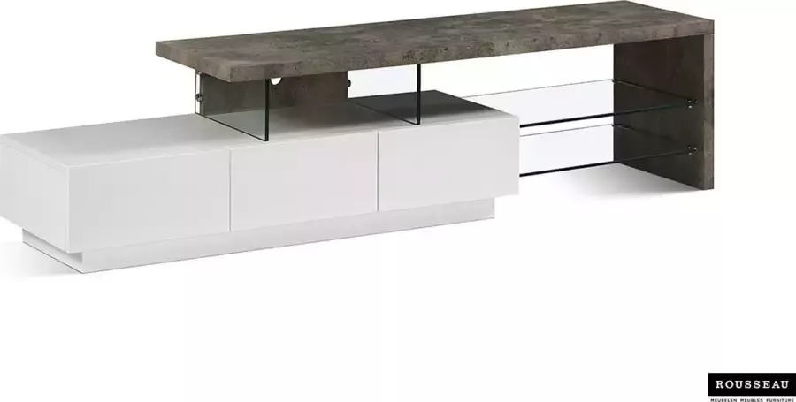 Rousseau Mobistoxx Tv-meubel Deesse TV kast Wit Beton tv meubel 3 lades 180cm