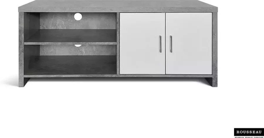 Rousseau TV Meubel Tv-meubel Dixy met 2 deuren 120cm Wit; Grijs; Betonlook