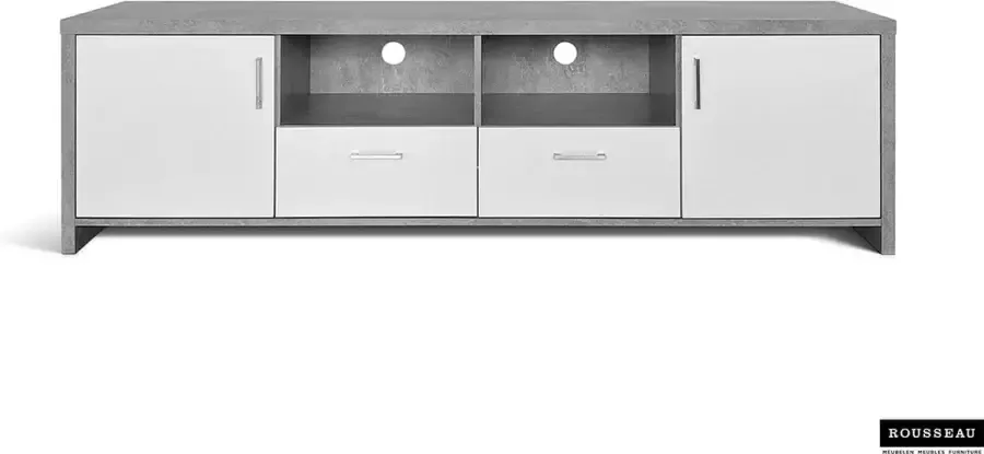 Rousseau TV Meubel Tv-meubel Dixy met 2 lades & 2 deuren 180cm Wit; Grijs; Betonlook - Foto 3