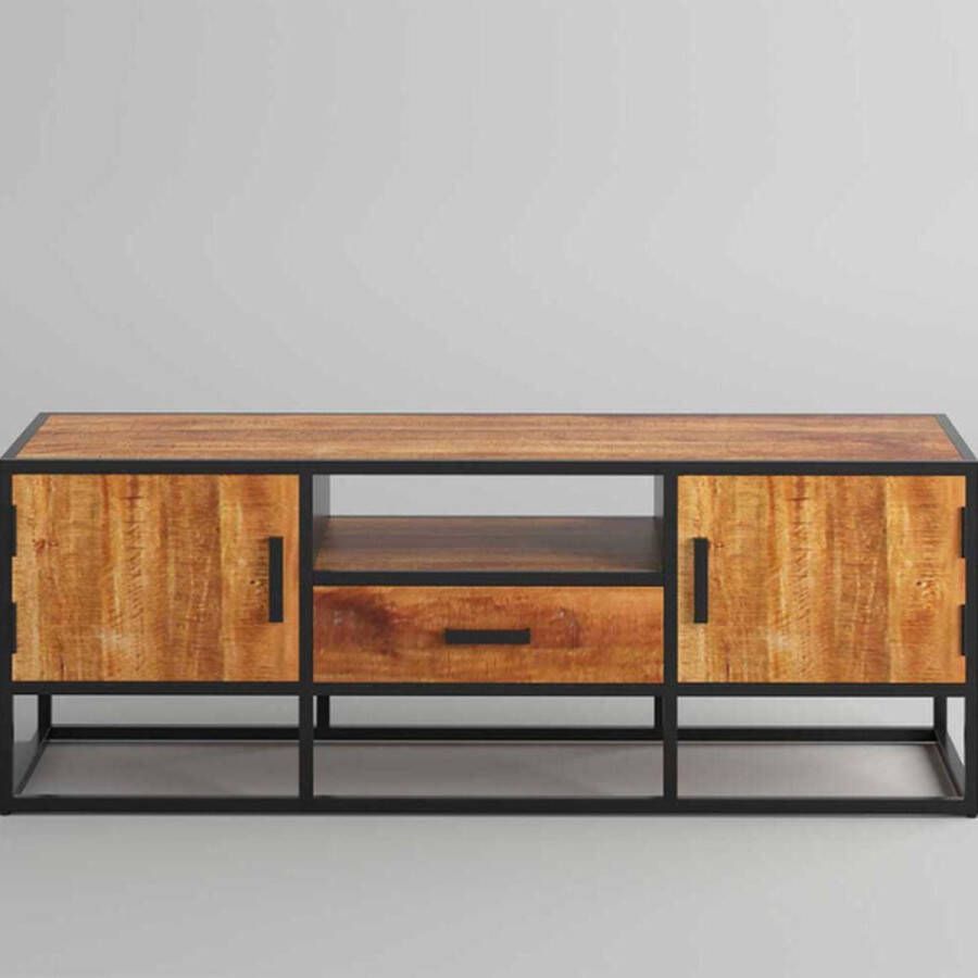 Rousseau TV Meubel Madeira' TV-meubel Metalen frame en exotisch mangohout 50xx40 140cm Bruin - Foto 2