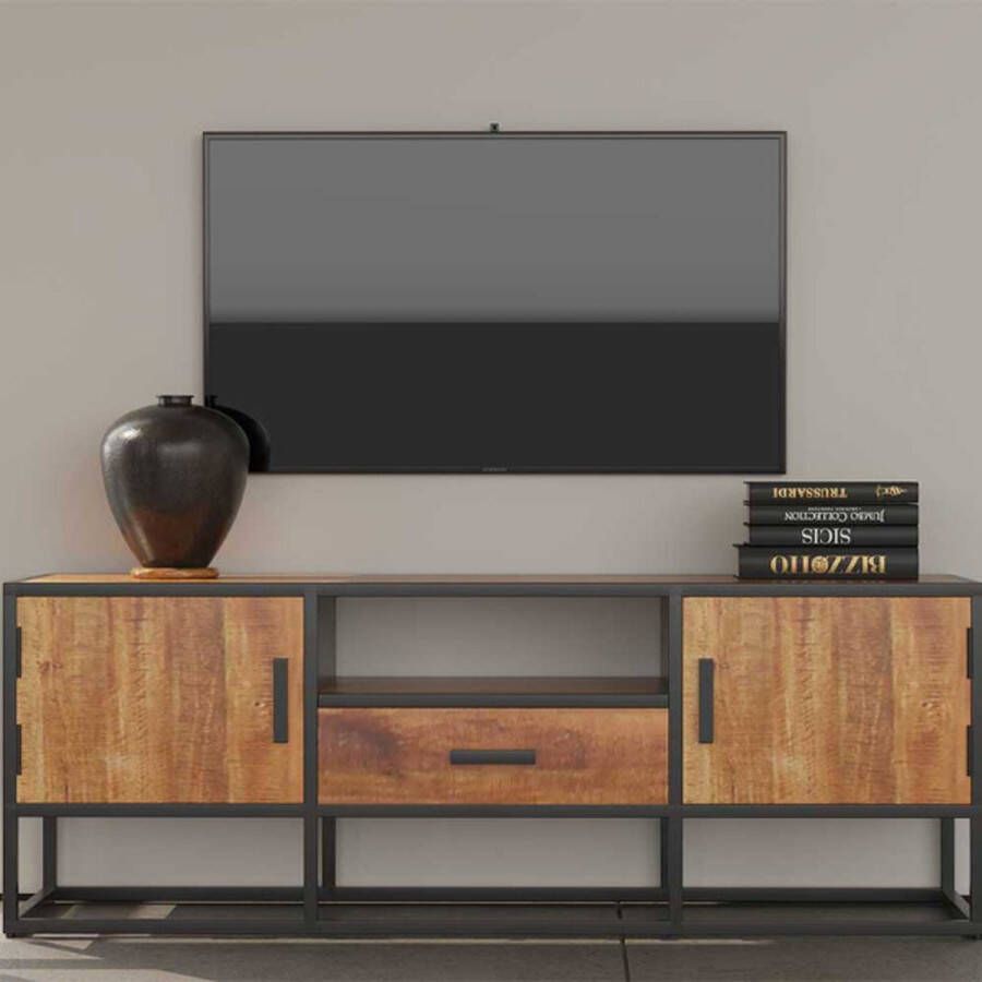 Rousseau TV Meubel Madeira' TV-meubel Metalen frame en exotisch mangohout 50xx40 140cm Bruin