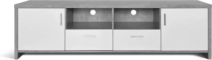 Rousseau TV Meubel Tv-meubel Dixy met 2 lades & 2 deuren 180cm Wit; Grijs; Betonlook - Foto 2
