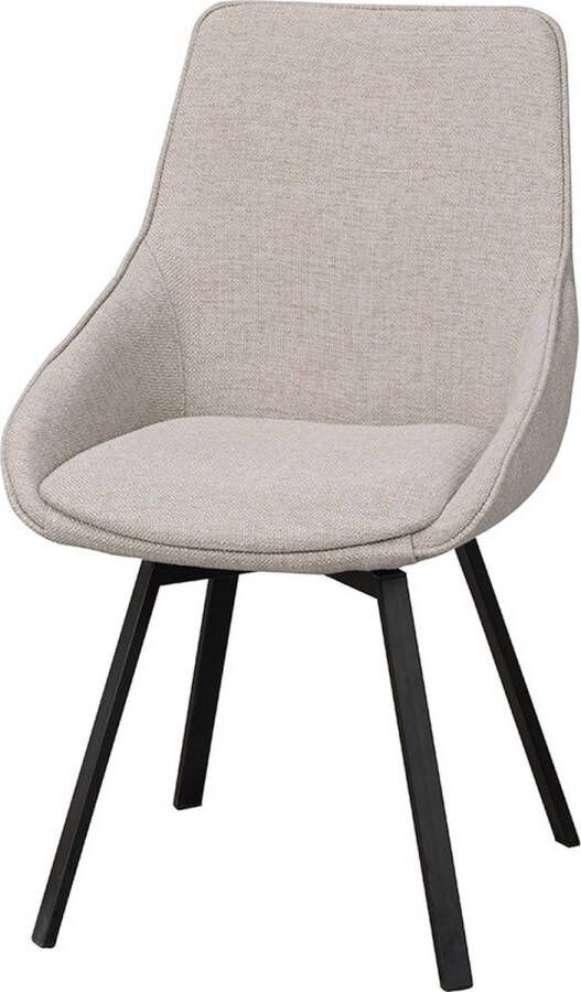 Rowico Home Alison Eetkamerstoel Draaibaar Beige Stof Zwart Metalen Poten Modern Industrieel
