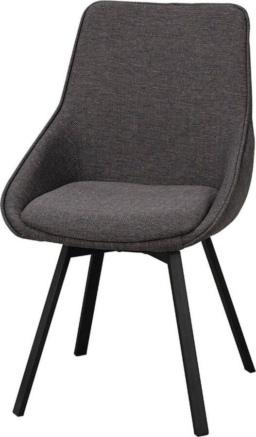 Rowico Home Alison Eetkamerstoel Draaibaar Donkergrijs Stof Zwart Metalen Poten Modern Industrieel