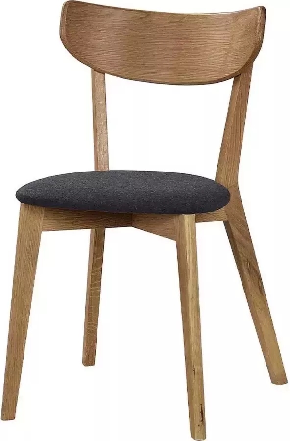 Rowico Home Ami eikenhouten Eetkamerstoel naturel met donkergrijs Zitkussen