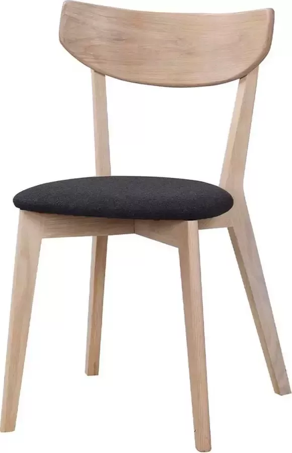 Rowico Home Ami Eetkamerstoel Whitewash Eikenhout Met Donkergrijs Zitkussen Stof Houten Eetkamerstoel Scandinavisch Design