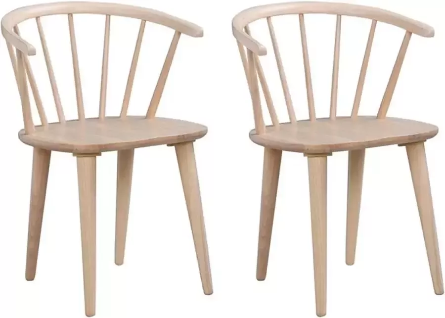 Rowico Home Carmen Houten Spijlenstoel Whitewash Hout Scandinavisch Set van 2 Eetkamerstoelen