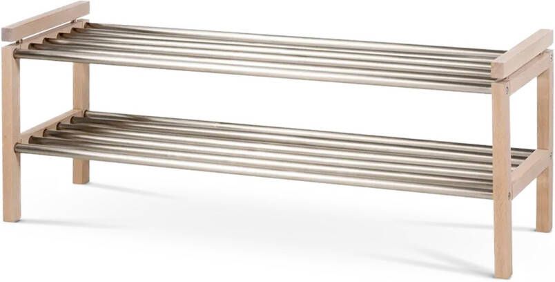 Rowico Home Confetti Schoenenrek Whitewash Eiken Houten Schoenenkast Open 8 Paar Schoenen Hal 100 x 30 x 40 cm