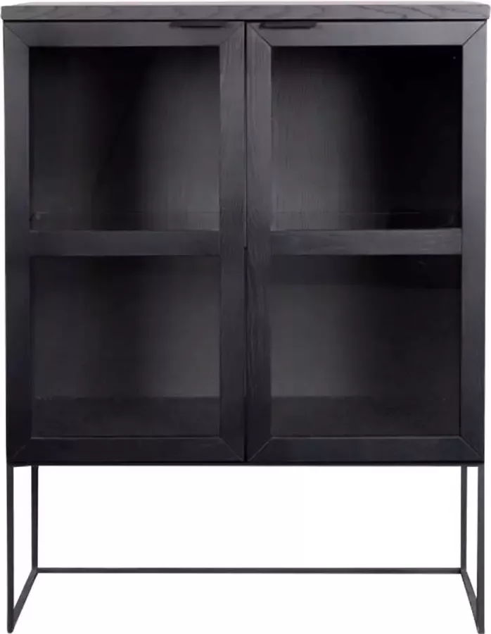 Rowico Home Everett Vitrinekast Zwart met Glas Hout Dressoir Industrieel Modern 95 x 41 x 125 cm