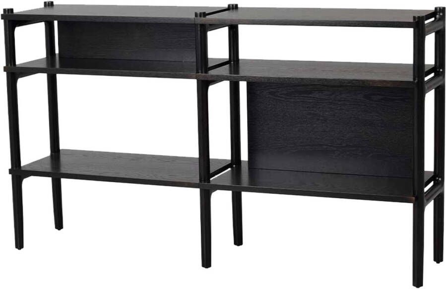 Rowico Home Holton Houten Wandkast Massief Eikenhout Open Boekenkast Scandinavisch Modern B 140 cm Zwart
