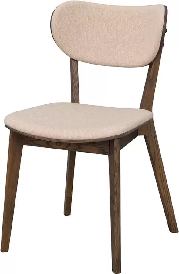 Rowico Home Kato Eikenhouten Eetkamerstoel Donker Eiken Met Beige Zitting Hout Stof Scandinavisch