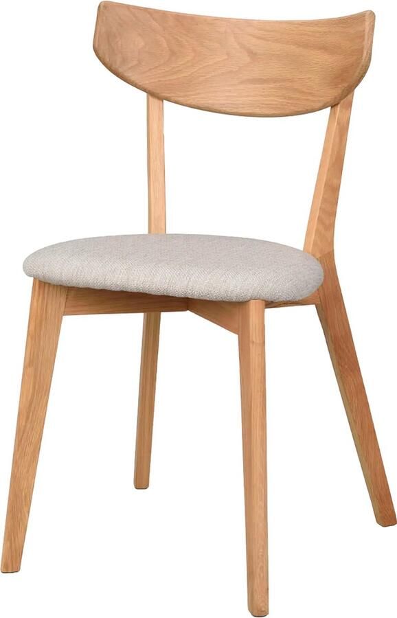 Rowico Home Ami Eetkamerstoel Naturel Eiken met Grijs Zitkussen Hout Massief Eiken Scandinavisch