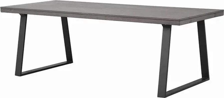 Rowico Home Brooklyn Houten Eettafel Verlengbaar Massief Eikenhout Zwarte Metalen Poten Exclusief Verlengstuk Donker Eiken 220 x 95 cm