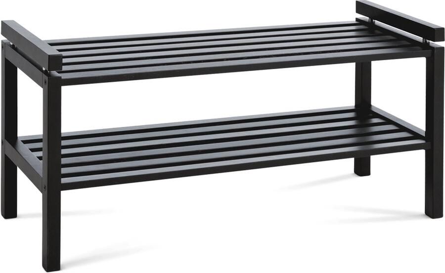 Rowico Home Confetti Schoenenrek Zwart Eiken Houten Schoenenkast Open 6 Paar Schoenen Hal 80 x 30 x 40 cm