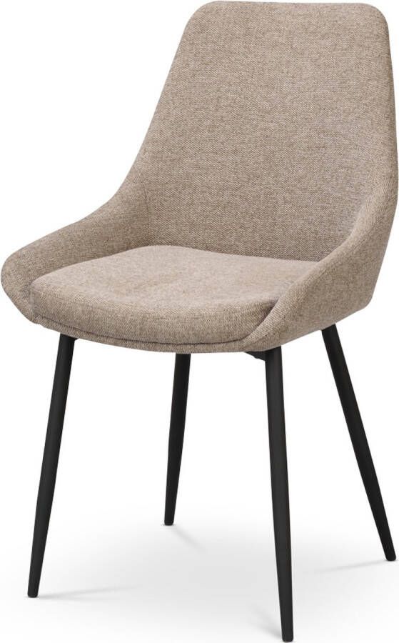 Rowico Home Sierra Eetkamerstoel Donker Beige Stof Zwarte Poten Scandinavisch Comfortabel