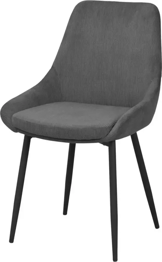 Rowico Home Sierra Eetkamerstoel Donkergrijs Ribstof Stof Zwarte Poten Modern