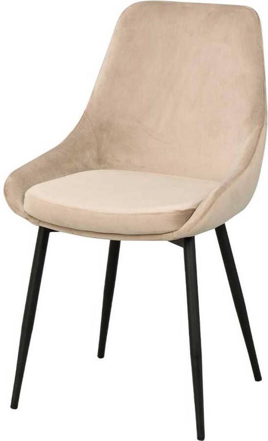 Rowico Home Sierra Eetkamerstoel Beige Velvet Fluweel Stof Zwarte Poten Scandinavisch Modern