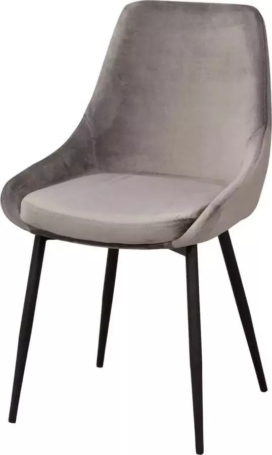 Rowico Home Sierra Eetkamerstoel Grijs Velvet Fluweel Stof Zwarte Poten Scandinavisch Modern