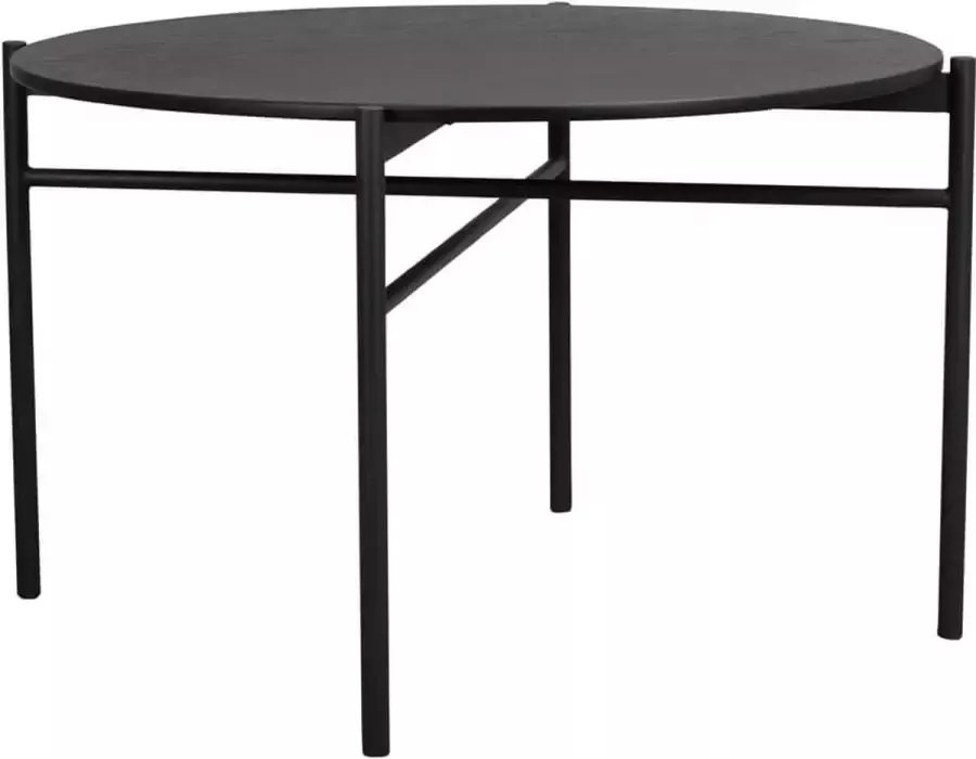 Rowico Home Skye ronde houten eettafel zwart Ø 120 cm Rond Vierpersoons Eikenhout fineer Zwart metalen poten