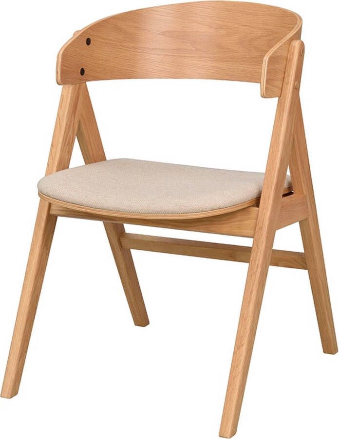 Rowico Home Waterton Houten Eetkamerstoel Naturel Beige Zitting Stof Design Scandinavisch