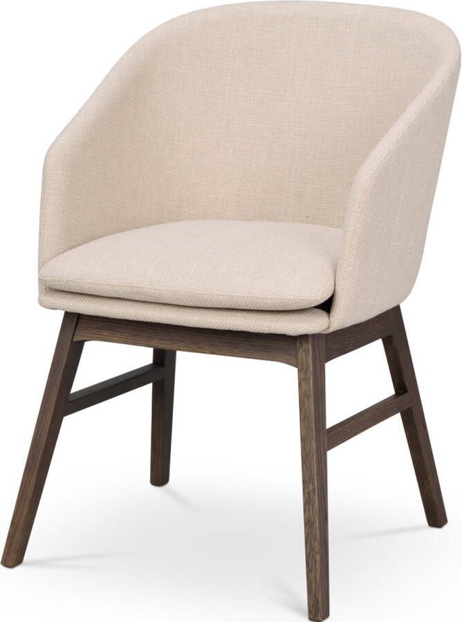 Rowico Home Windham Eetkamerstoel Beige Donker Eiken Onderstel Met Armleuning Stof Houten Poten Scandinavisch